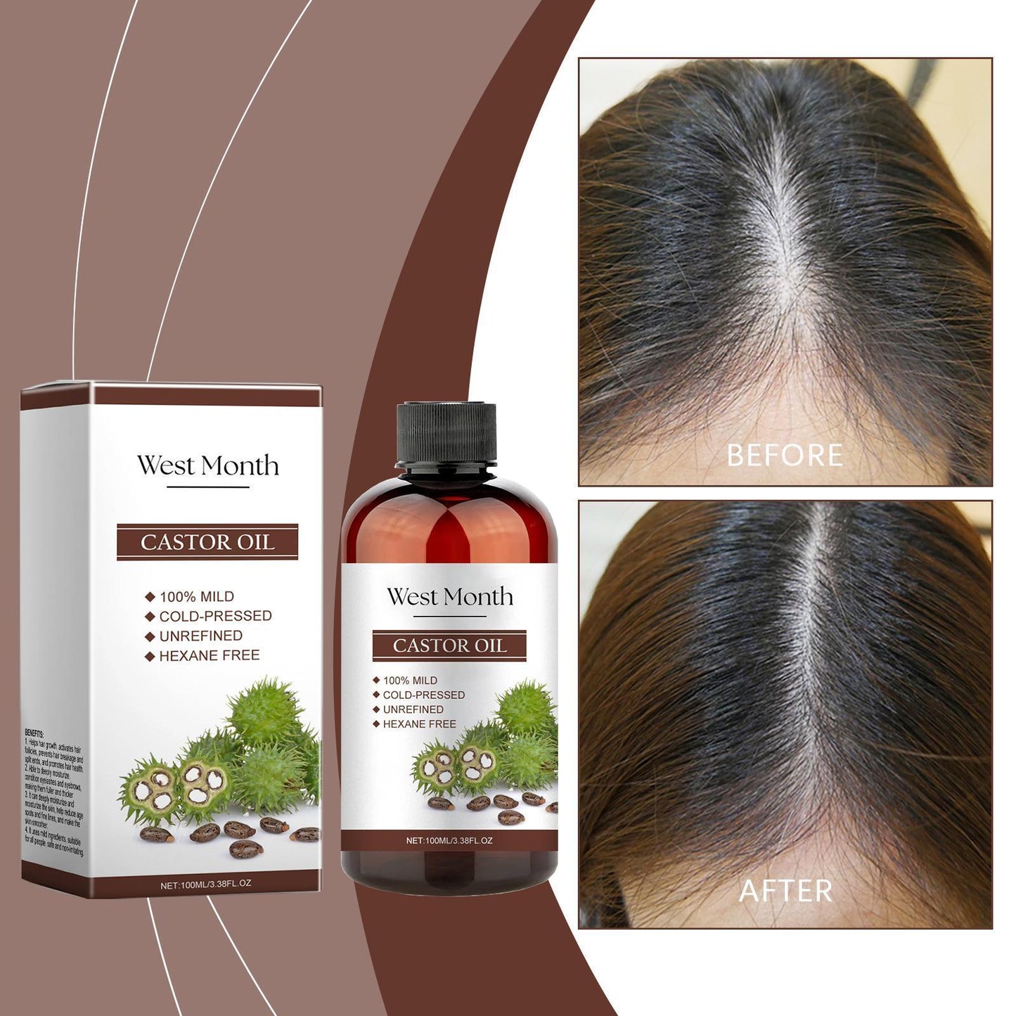 Xiyue All in One Castor Oil for Skin Eyelashes and Eyebrows