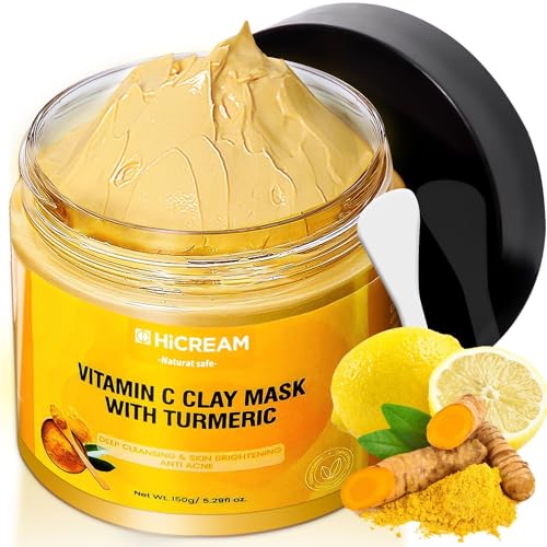Hicream Turmeric Vitamin C Clay Mask with Kaolin Clay and Turmeric