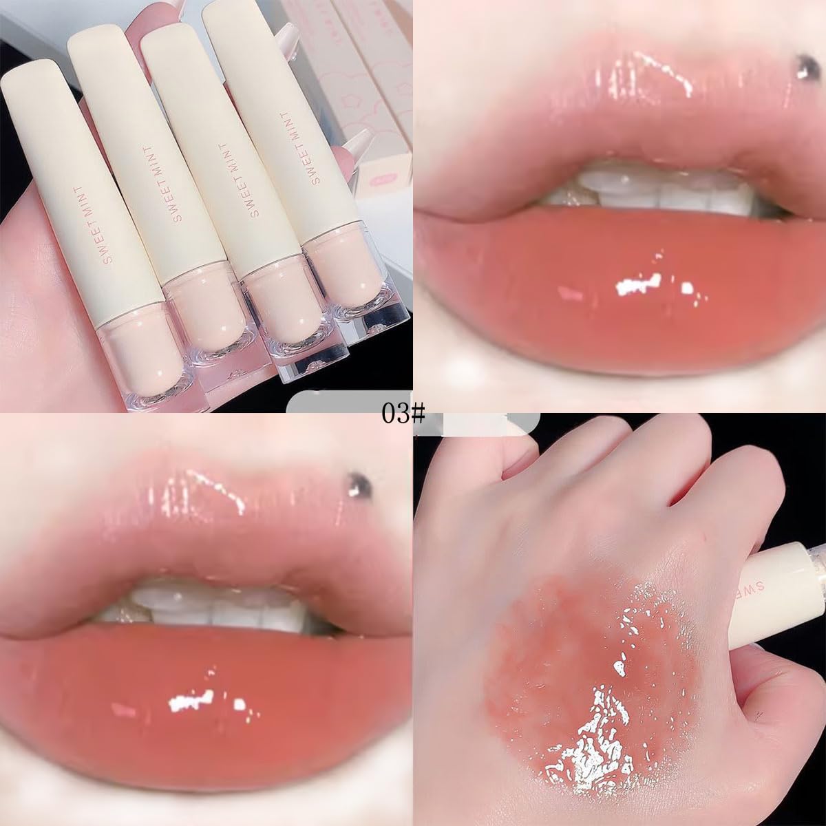 Baorder 4 Pcs Hydrating Jelly Lip Gloss