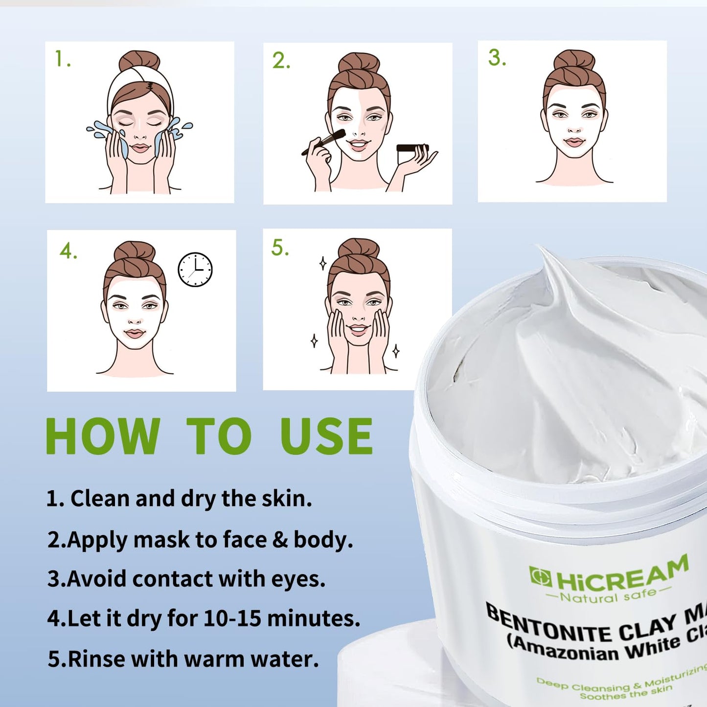 Hicream Turmeric Vitamin C Clay Mask with Kaolin Clay and Turmeric