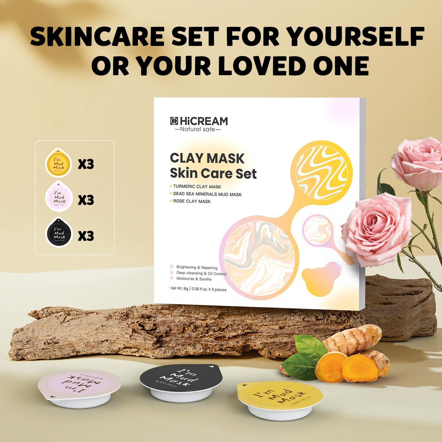 Hicream Turmeric Vitamin C Clay Mask with Kaolin Clay and Turmeric