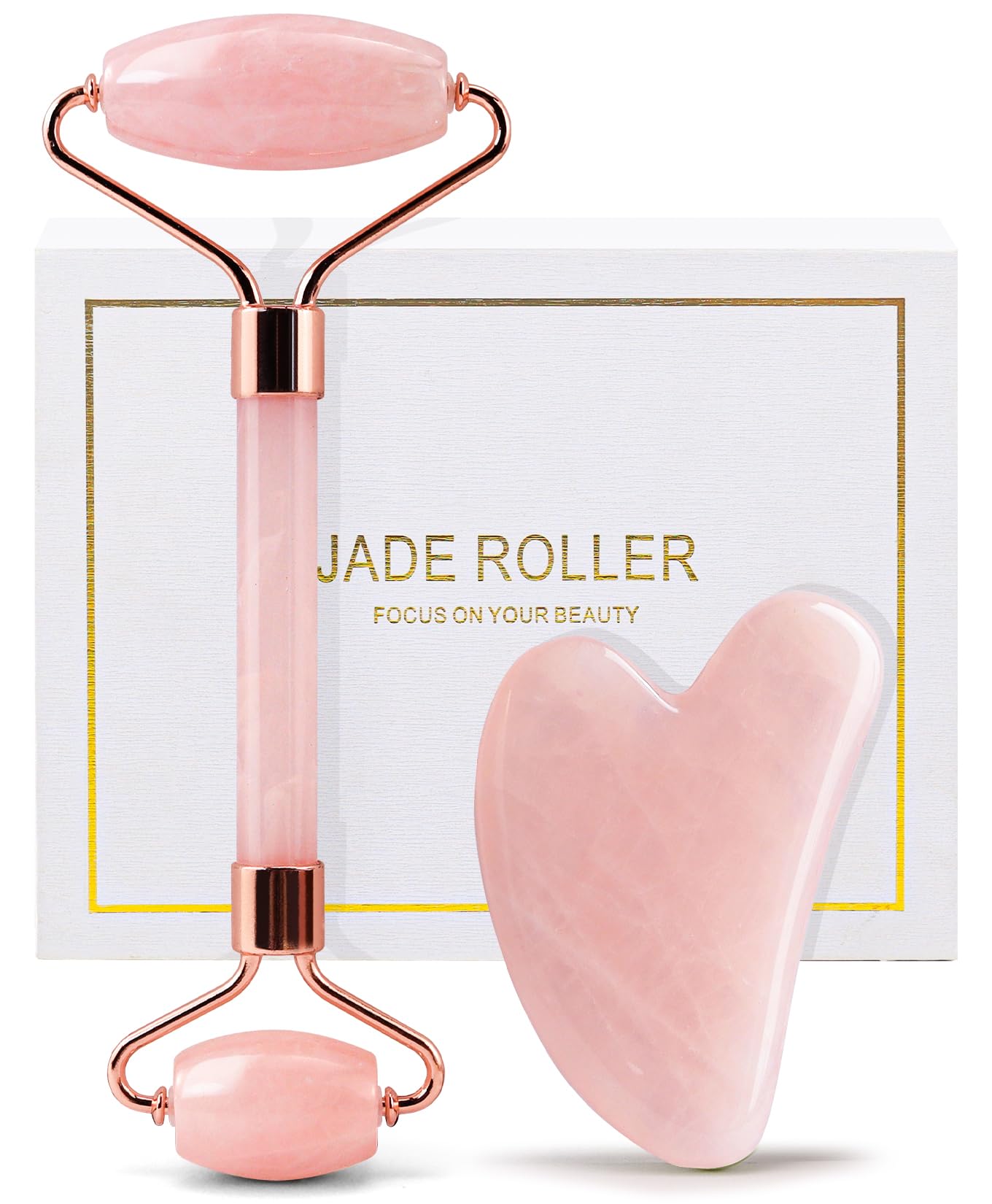 Huefull Genuine Jade Roller & Gua Sha Set for Face
