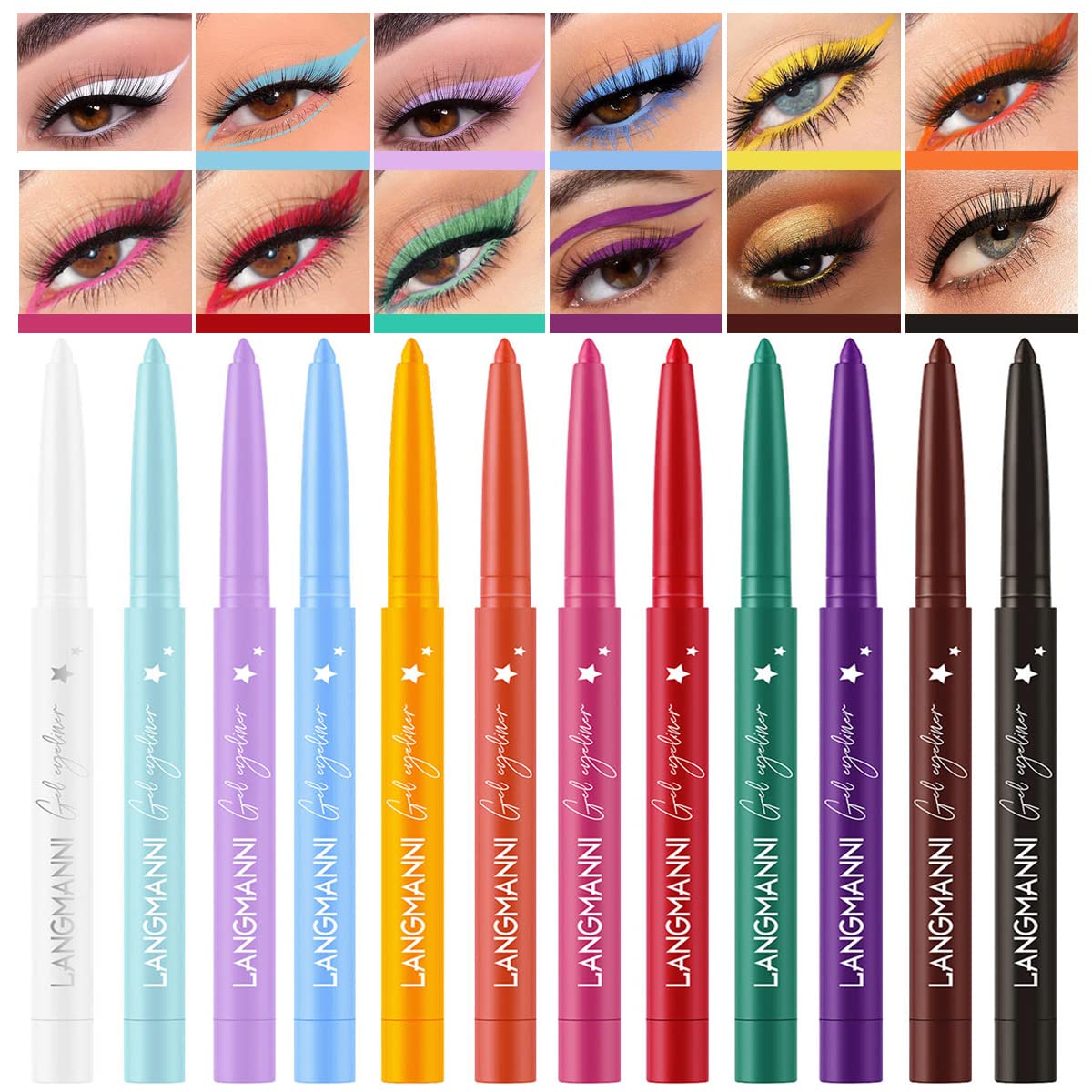 Best Land 12 Colors Matte Liquid Eyeliner Set