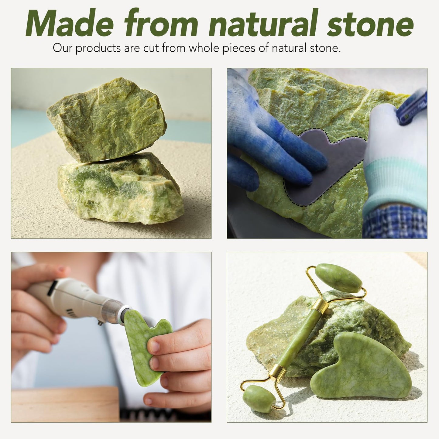 Huefull Genuine Jade Roller & Gua Sha Set for Face