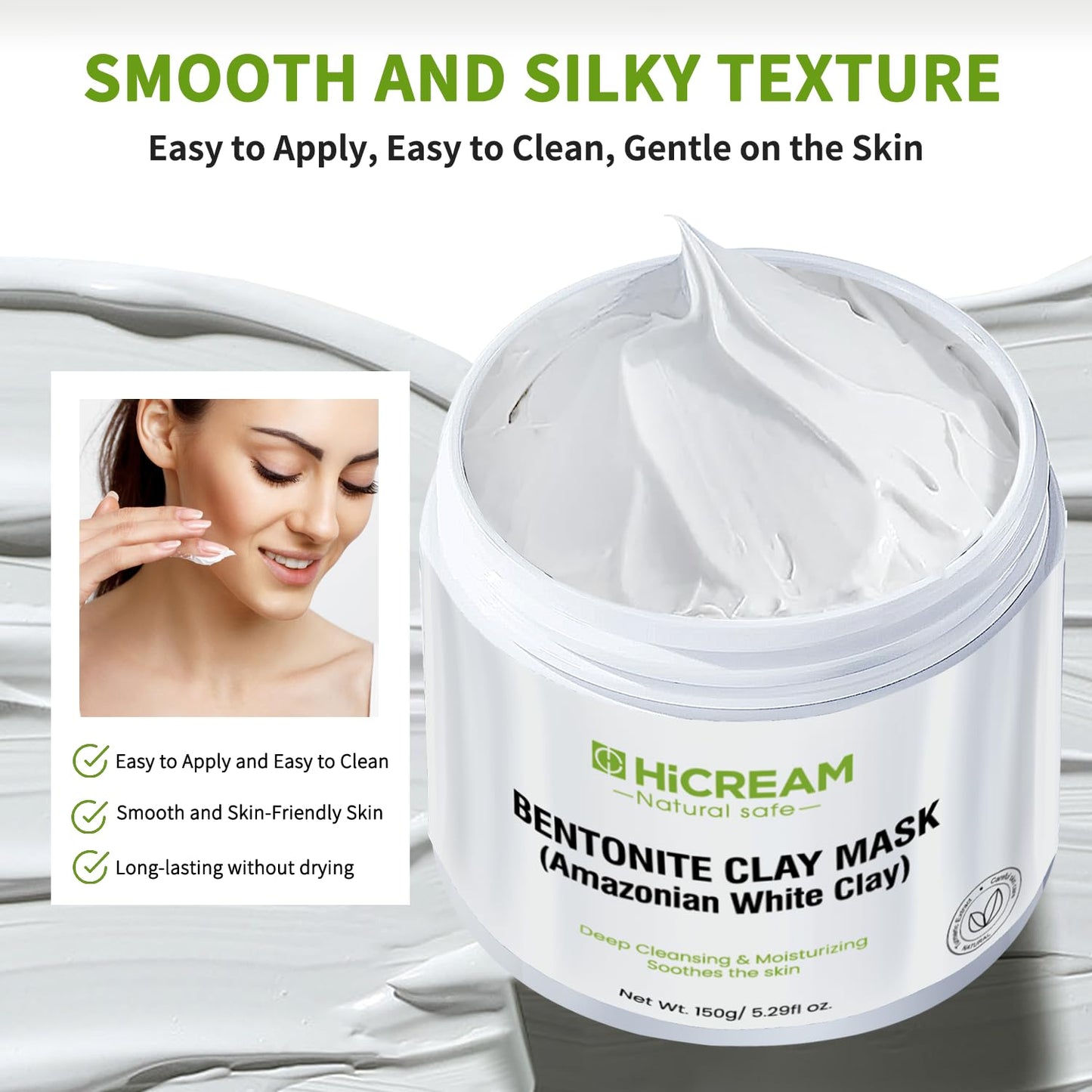 Hicream Turmeric Vitamin C Clay Mask with Kaolin Clay and Turmeric