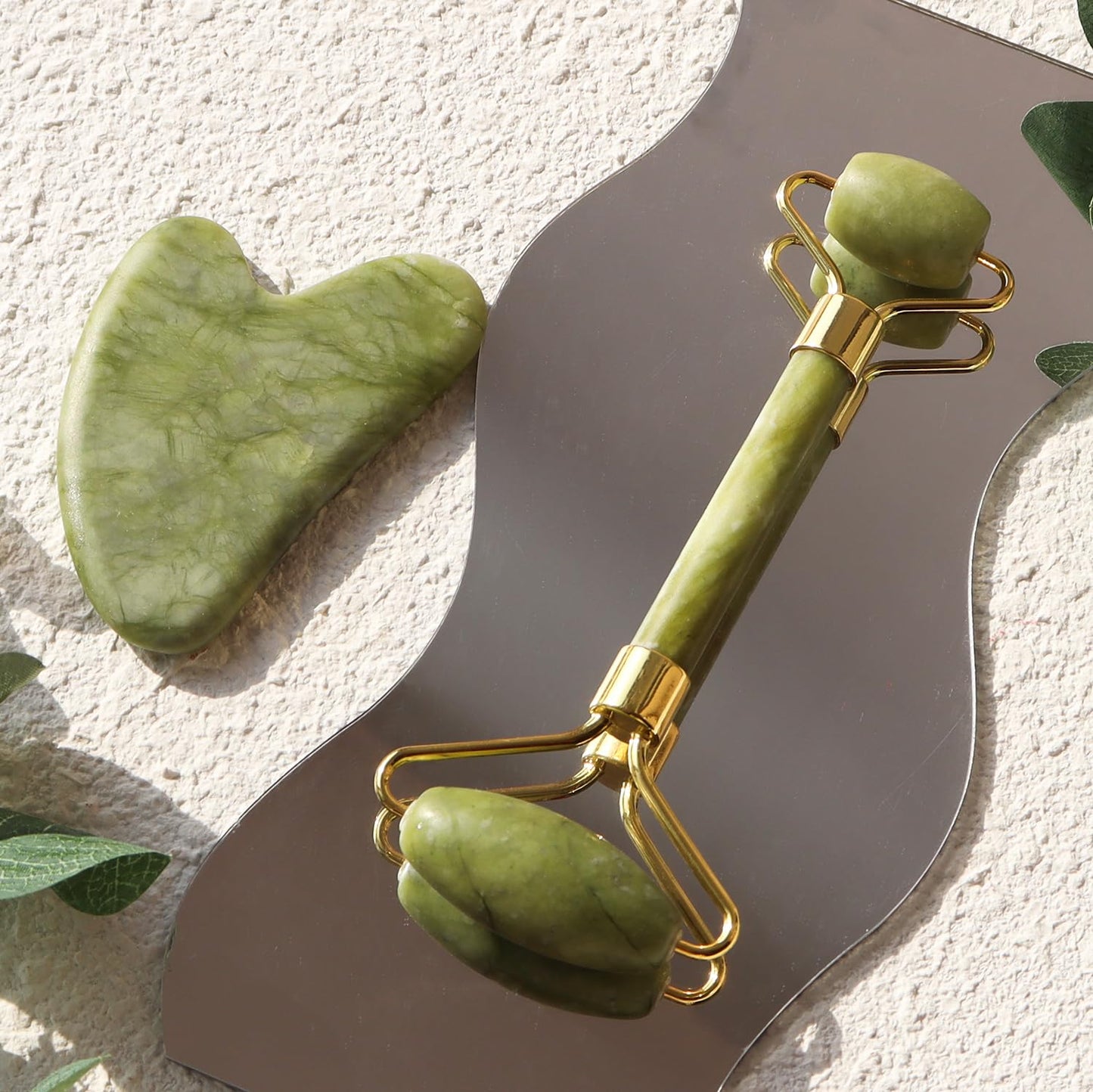 Huefull Genuine Jade Roller & Gua Sha Set for Face
