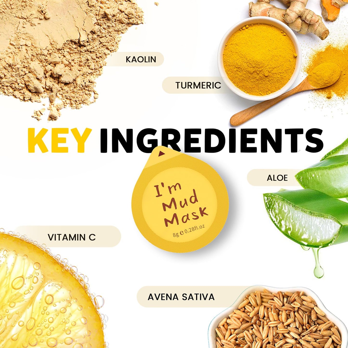 Hicream Turmeric Vitamin C Clay Mask with Kaolin Clay and Turmeric