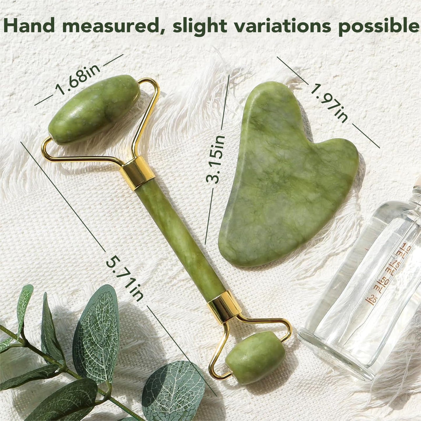 Huefull Genuine Jade Roller & Gua Sha Set for Face