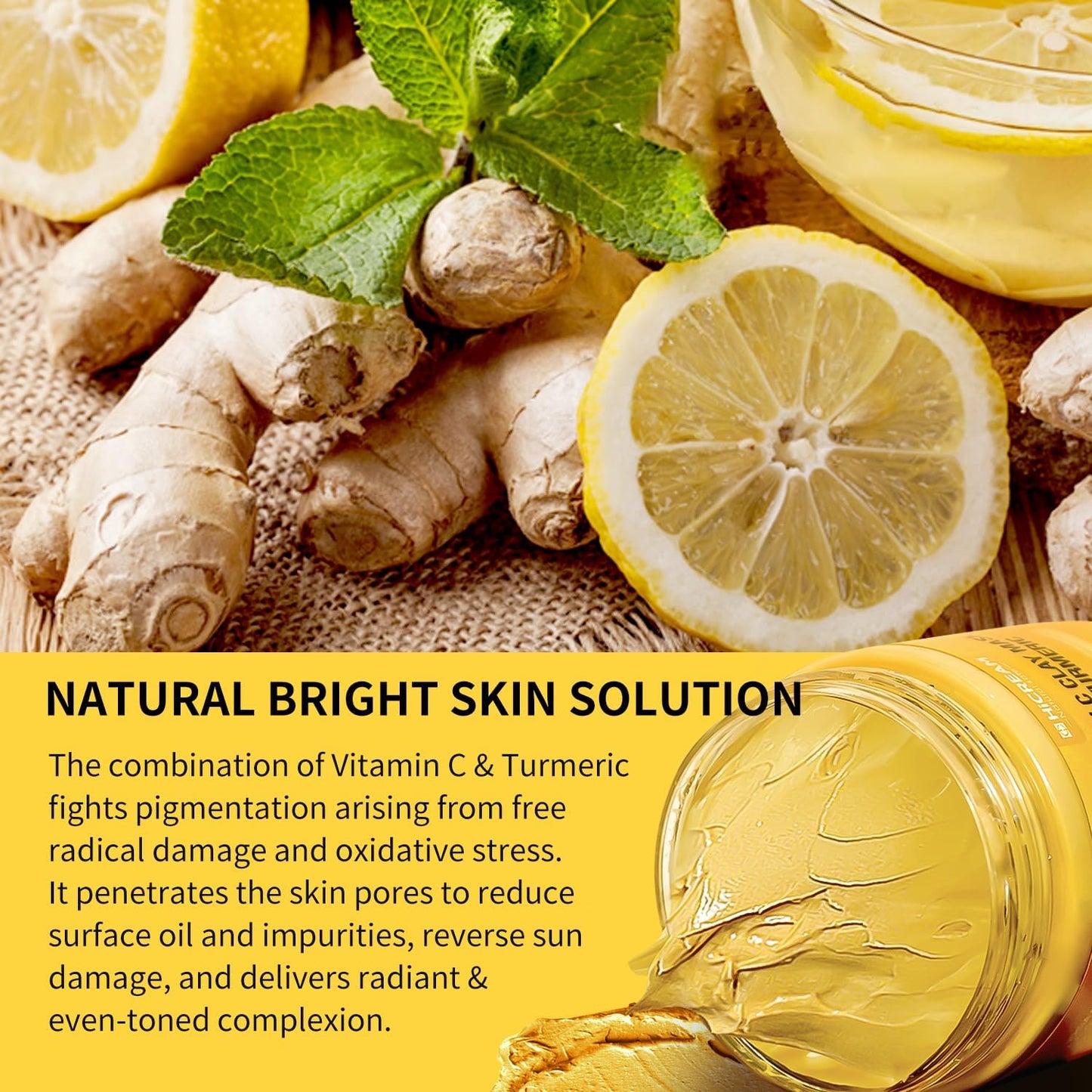 Hicream Turmeric Vitamin C Clay Mask with Kaolin Clay and Turmeric
